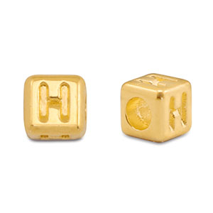 Abalorios letras met&aacute;licos DQ H Dorado (sin n&iacute;quel)