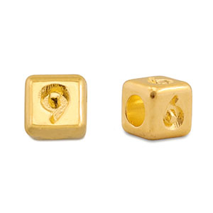 Abalorios letras met&aacute;licos DQ 6/9 Dorado (sin n&iacute;quel)