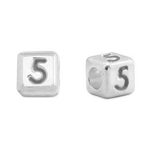 Abalorios letras met&aacute;licos DQ 5 Plata vieja (sin n&iacute;quel)