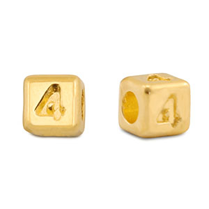 Abalorios letras met&aacute;licos DQ 4 Dorado (sin n&iacute;quel)
