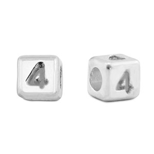 Abalorios letras met&aacute;licos DQ 4 Plata vieja (sin n&iacute;quel)