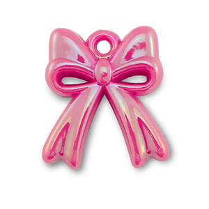 Colgantes acr&iacute;licos lazo Rosa fucsia-revestimiento pearl shine