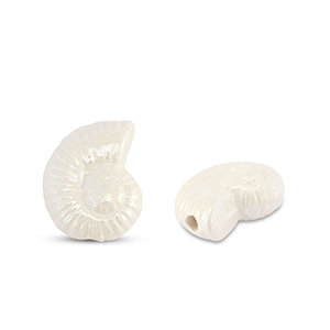 Abalorios de cer&aacute;mica griega DQ conchas Blanco