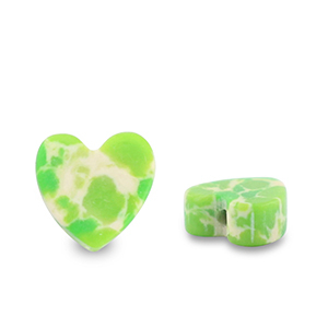 Piedras Naturales abalorios coraz&oacute;n Verde-blanco-marr&oacute;n