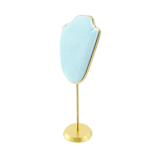 Expositor de joyer&iacute;a busto para collares Azul hielo-dorado