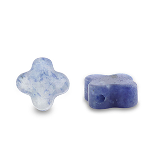 Piedras Naturales abalorios Sodalita y Microclina tr&eacute;bol Azul oscuro