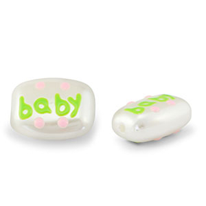 Abalorios acr&iacute;licos "baby" Perla-verde claro-rosa claro