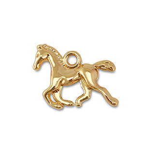 Colgantes met&aacute;licos de caballo corriendo Dorado