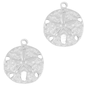 Colgantes Acero Inox redondo estrella de mar Plateado