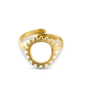 Anillos Acero Inox flor Dorado
