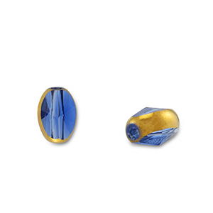 Abalorios de cristal &oacute;valo Azul transparente-dorado