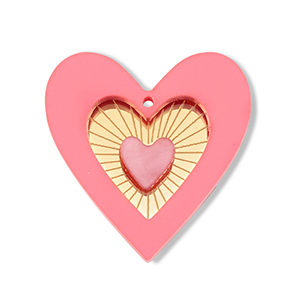 Colgantes llamativos coraz&oacute;n Rosa-dorado
