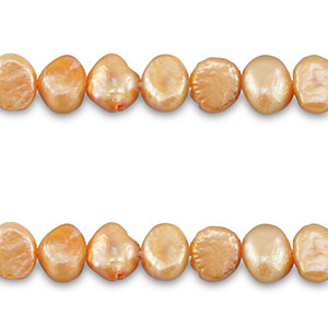 Perlas de agua dulce nugget &oacute;valo Durazno-naranja
