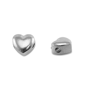 Abalorios Acero Inox coraz&oacute;n Plateado
