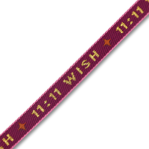 Cinta con texto "11:11 Wish" P&uacute;rpura-dorado