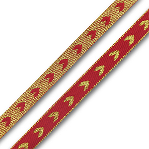 Cinta con texto coraz&oacute;n Rojo vivo-dorado
