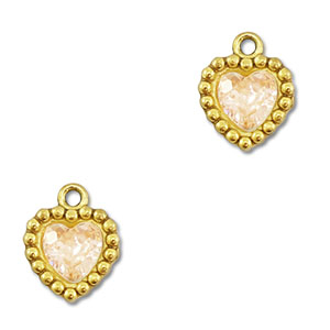 Colgantes Acero Inox zirc&oacute;n coraz&oacute;n Dorado-naranja claro