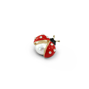 Broches mariquita con perla Rojo-blanco-negro