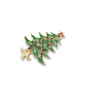Broches &aacute;rbol navide&ntilde;o Dorado-verde-multicolor