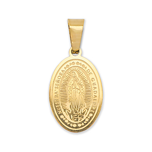Colgantes Acero Inox &oacute;valo religiosa Dorado