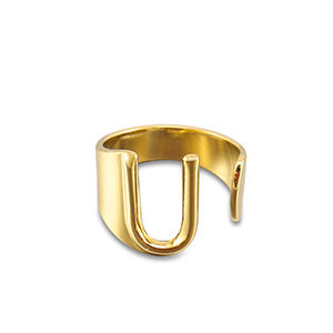 Anillos Acero Inox letra U Dorado
