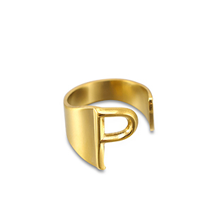 Anillos Acero Inox letra P Dorado