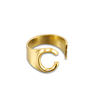 Anillos Acero Inox letra C Dorado