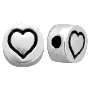Abalorios letras met&aacute;licos DQ coraz&oacute;n Plata vieja (sin n&iacute;quel)
