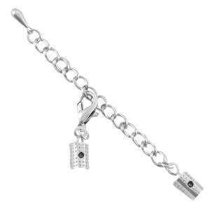 Extensi&oacute;n de cadena met&aacute;lica DQ con mosquet&oacute;n y terminal 3mm plata vieja (sin n&iacute;quel)