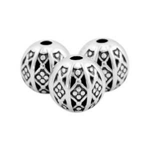 Abalarios met&aacute;licos DQ bola bohemia 8mm Plata vieja (sin n&iacute;quel)