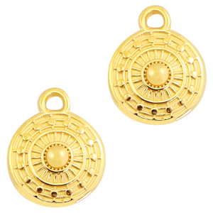 Colgantes met&aacute;licos DQ redondo 11x9mm oro (sin n&iacute;quel)