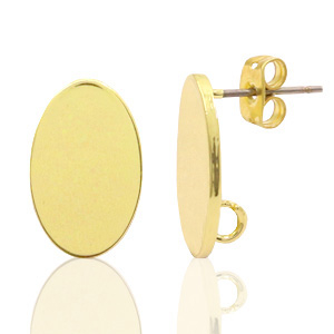Fornituras met&aacute;licas DQ pendiente base ovalado 11x18mm oro (sin n&iacute;quel)