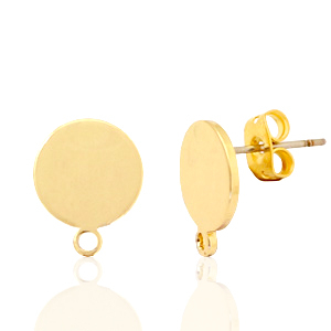 Fornituras met&aacute;licas DQ pendiente base redondo 10mm con anilla Oro (sin n&iacute;quel)