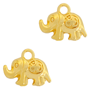 Colgantes met&aacute;licos DQ elefante & Ohm Oro (sin n&iacute;quel)