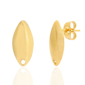 Pendientes Acero Inox ovalado con anilla Dorado