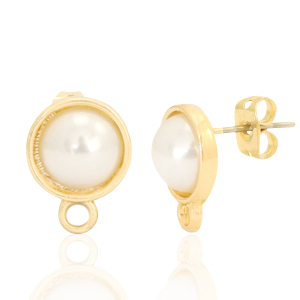 Fornituras met&aacute;licas DQ pendiente perla redondo 10mm con anilla Dorado (sin n&iacute;quel)