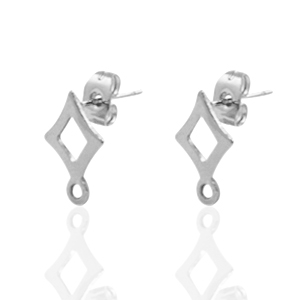 Pendientes Acero Inox rombo Plateado