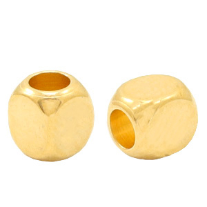 Abalorios met&aacute;licos DQ cubo 4mm Dorado (sin n&iacute;quel)