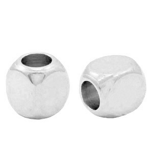 Abalorios met&aacute;licos DQ cubo 3mm Plata vieja (sin n&iacute;quel)
