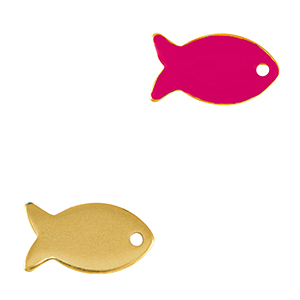 Colgantes met&aacute;licos DQ pez Dorado-rosa fucsia n&eacute;on (sin n&iacute;quel)