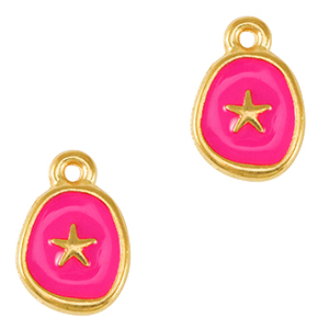Colgantes met&aacute;licos DQ estrella de mar Dorado-rosa fucsia n&eacute;on (sin n&iacute;quel)