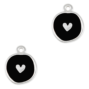 Colgantes met&aacute;licos DQ coraz&oacute;n Plata vieja-negro (sin n&iacute;quel)