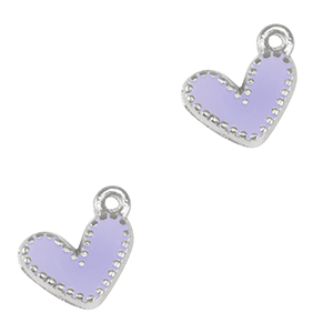 Colgantes met&aacute;licos DQ coraz&oacute;n Plata vieja-p&uacute;rpura lavanda (sin n&iacute;quel)