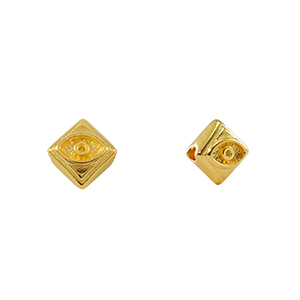 Abalorios met&aacute;licos DQ rombo con ojo Dorado (sin n&iacute;quel)