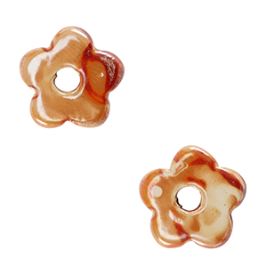 Abalorios de cer&aacute;mica griega DQ flor Naranja
