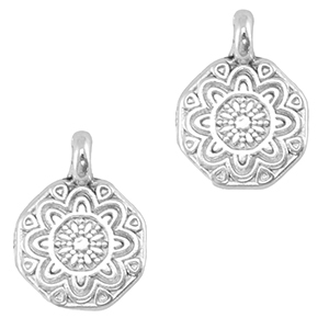 Colgantes met&aacute;licos DQ mandala Plata vieja (sin n&iacute;quel)