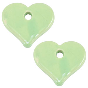 Abalorios de cer&aacute;mica griega DQ coraz&oacute;n Verde claro
