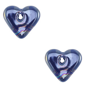 Abalorios de cer&aacute;mica griega DQ coraz&oacute;n Azul oscuro
