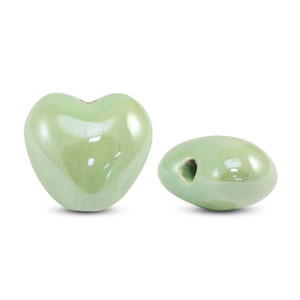 Abalorios de cer&aacute;mica griega DQ coraz&oacute;n Verde claro