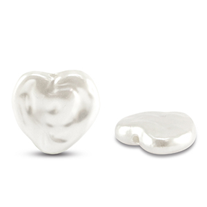 Imitaci&oacute;n de perlas de agua dulce coraz&oacute;n Blanco
